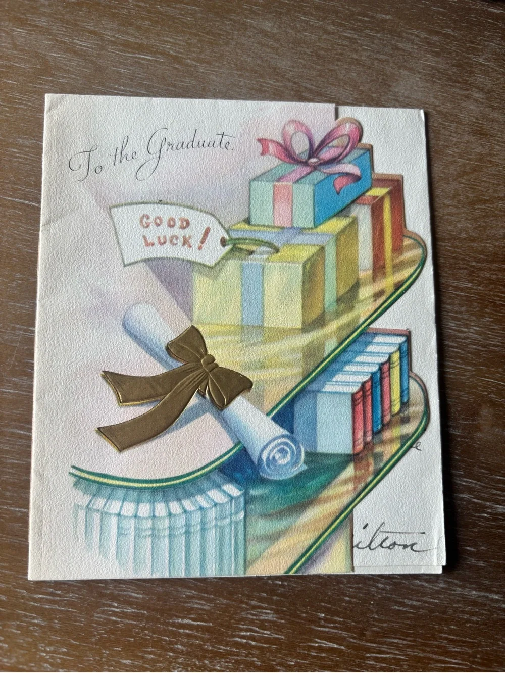 Vintage Graduation Greeting Cards - Assorted Pastel Designs